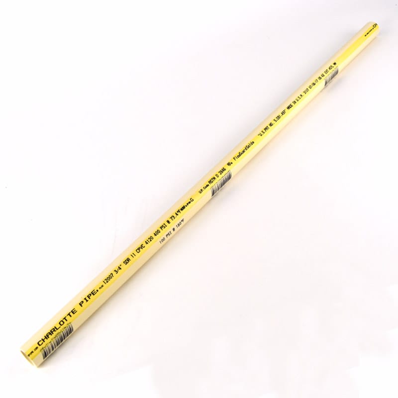 Charlotte Pipe CTS 12007 0200 Schedule 40 CPVC Pipe 3/4 in. D X 2 ft. L Plain End 100 psi