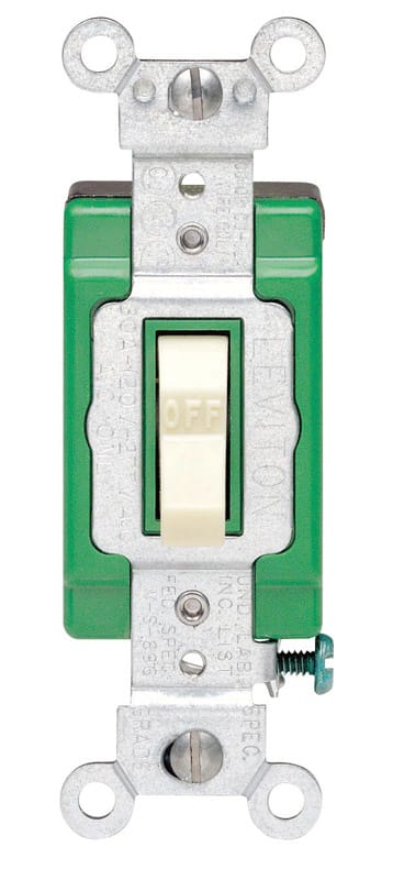 Leviton 03032-2IS Industrial 30 amps Double Pole Toggle AC Quiet Switch Ivory 1 pk