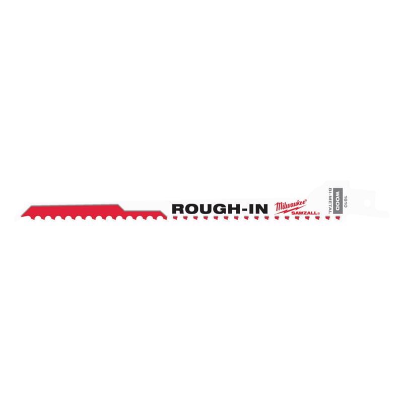 Milwaukee 48-00-1610 Rough-In 7-3/8 in. Bi-Metal Through-hole Cutter Reciprocating Saw Blade 5 TPI 5 pk
