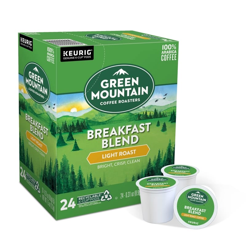 Keurig 5000330085 Green Mountain Coffee Light Roast Breakfast Blend Coffee K-Cups 24 pk