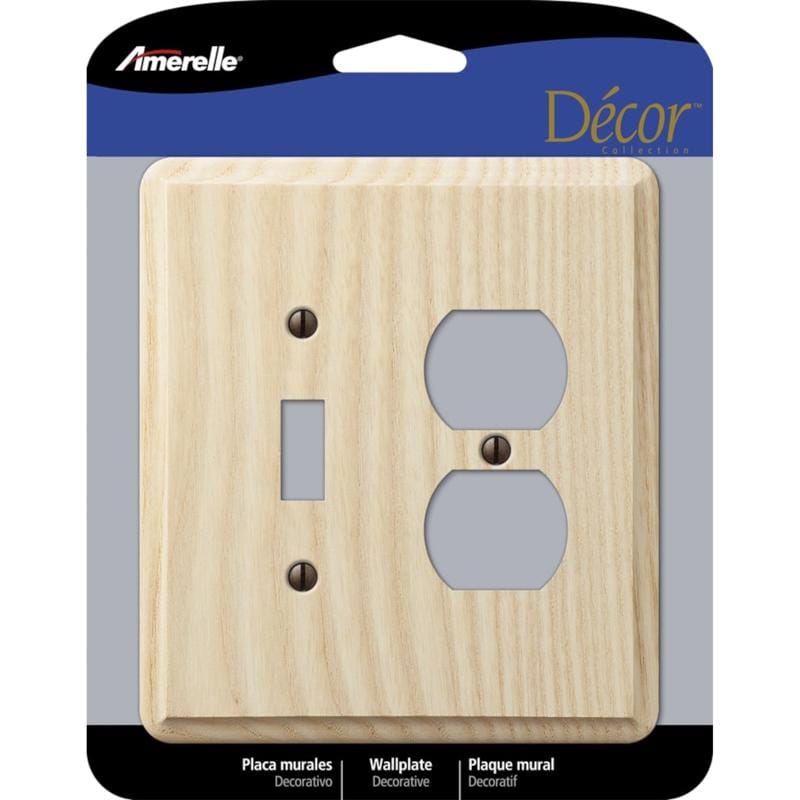 Amerelle 401TD Contemporary Unfinished Beige 2 gang Ash Wood Duplex/Toggle Wall Plate 1 pk