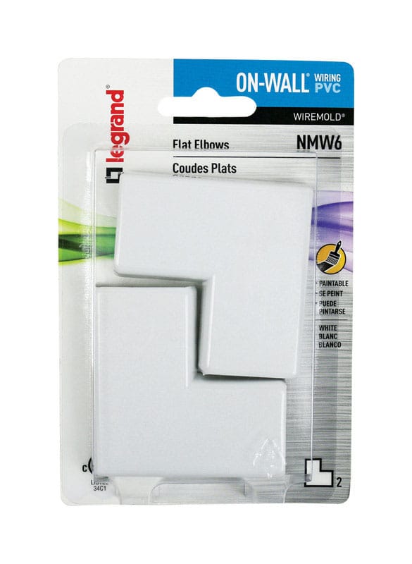 Legrand NMW6 On-Wall 2.5 in. L Flat Elbow 2 pk