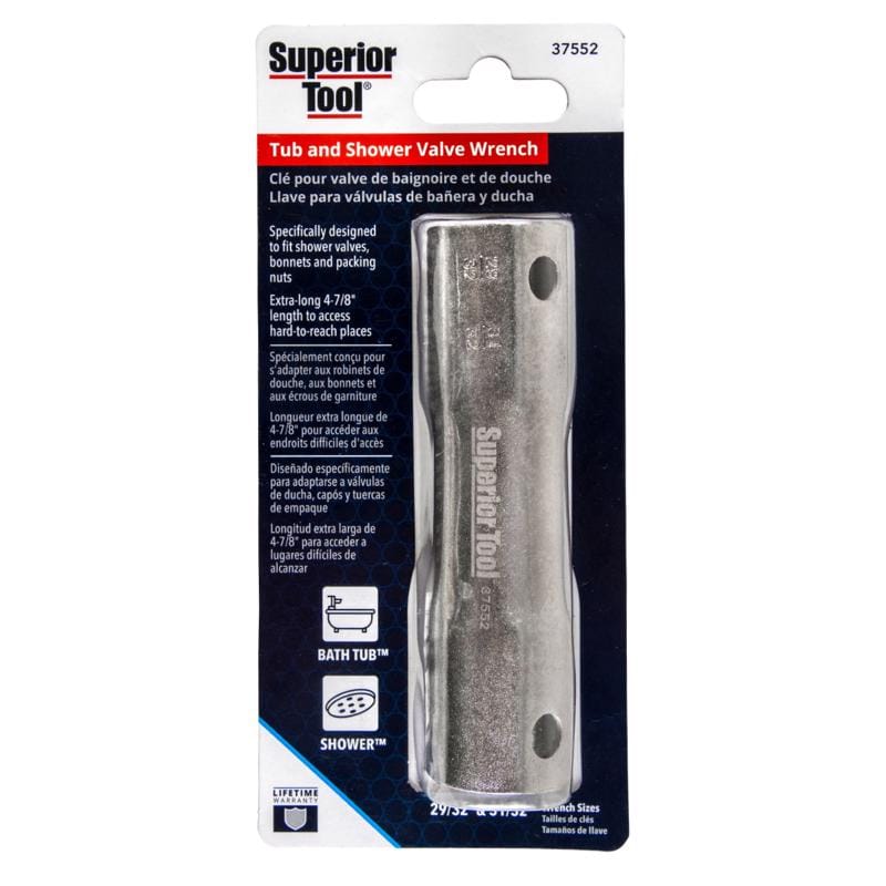 Superior Tool 37552 29/32-31/32 in. Shower Valve Socket Wrench Silver 1 pc