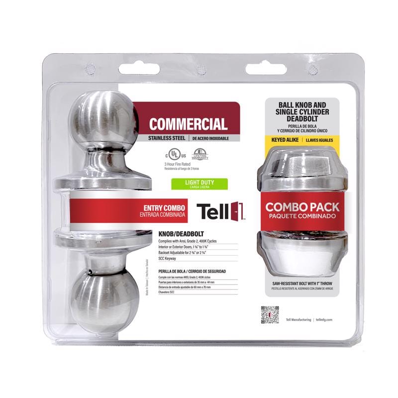 Tell Manufacturing CL103949 Stainless Steel Deadbolt and Entry Door Knob N/A 1-3/4 in.