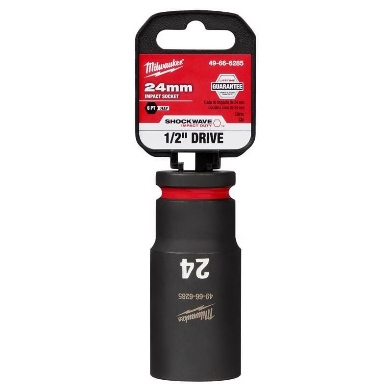 Milwaukee 49-66-6285 Shockwave 24 mm X 1/2 in. drive Metric/SAE 6 Point Deep Impact Socket 1 pc