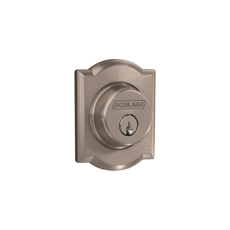 Schlage B60NGCAM619 Camelot Satin Nickel Metal Single Cylinder Deadbolt