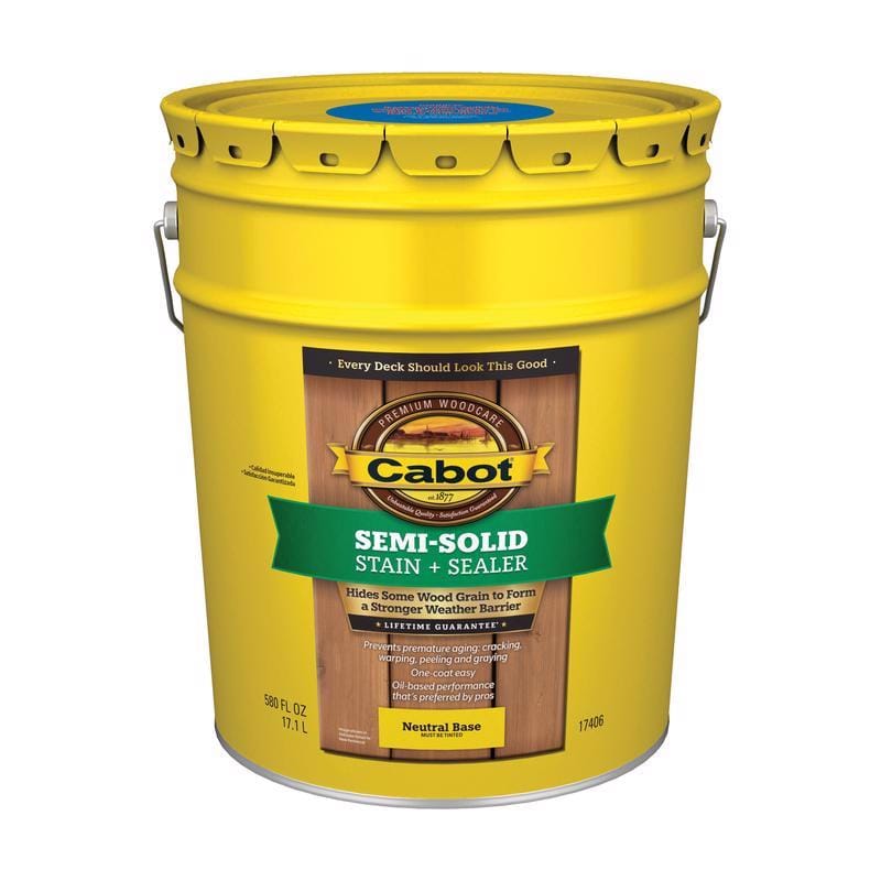 Cabot 140.0017406.008 Semi-Solid Low VOC Semi-Solid Tintable Neutral Base Oil-Based Alkyd Deck and Siding Stain 5 ga