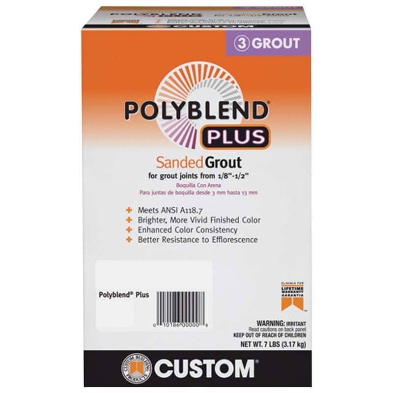 Custom Building Products PBPG6407-4 Polyblend Plus Indoor and Outdoor Arctic White Sanded Grout 7 lb
