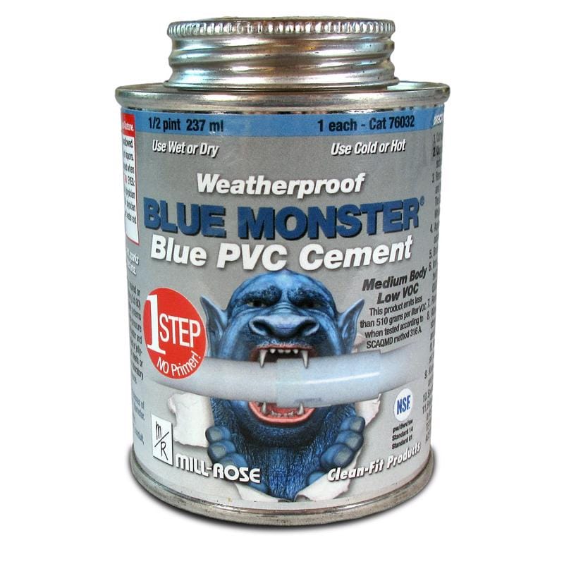 Blue Monster 76032 Blue All Weather Cement For PVC 8 oz