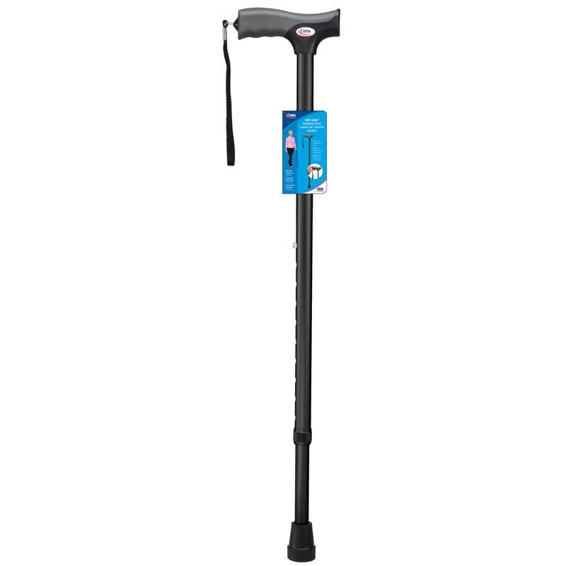 Carex Health Brands FGA52000 0000 Black Soft-Grip Walking Cane w/Strap Aluminum/Plastic 40 in. H X 5.2 in. L