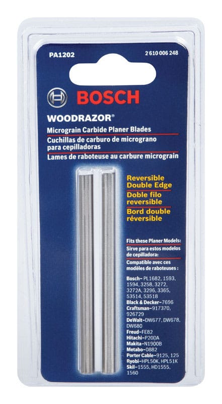 Bosch PA1202 3-1/4 in. L X 0.125 in. W Tungsten Carbide Planer Blade Double-Edged 2 pk