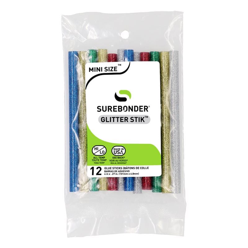 Surebonder GL-12V 0.3 in. D X 4 in. L Glitter Glue Sticks Assorted Colors 12 pk