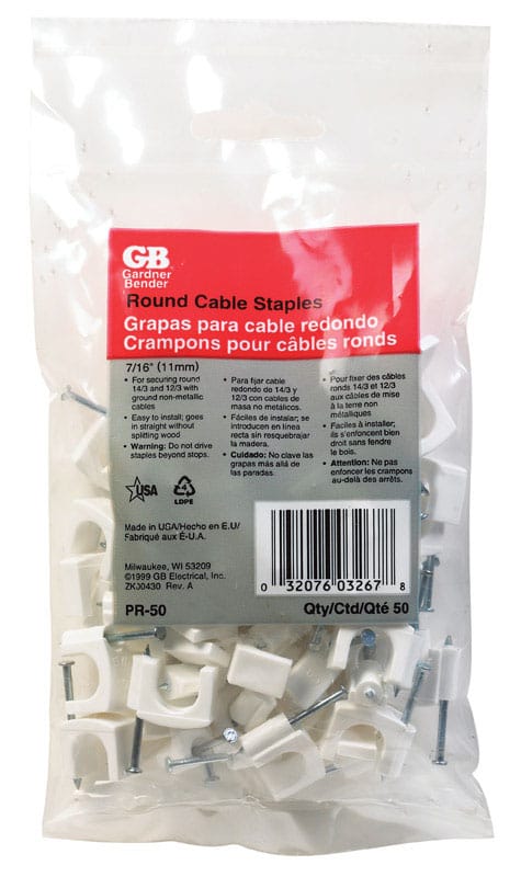 Gardner Bender PR-50 7/16 in. W Plastic Insulated Cable Staple 1 pk