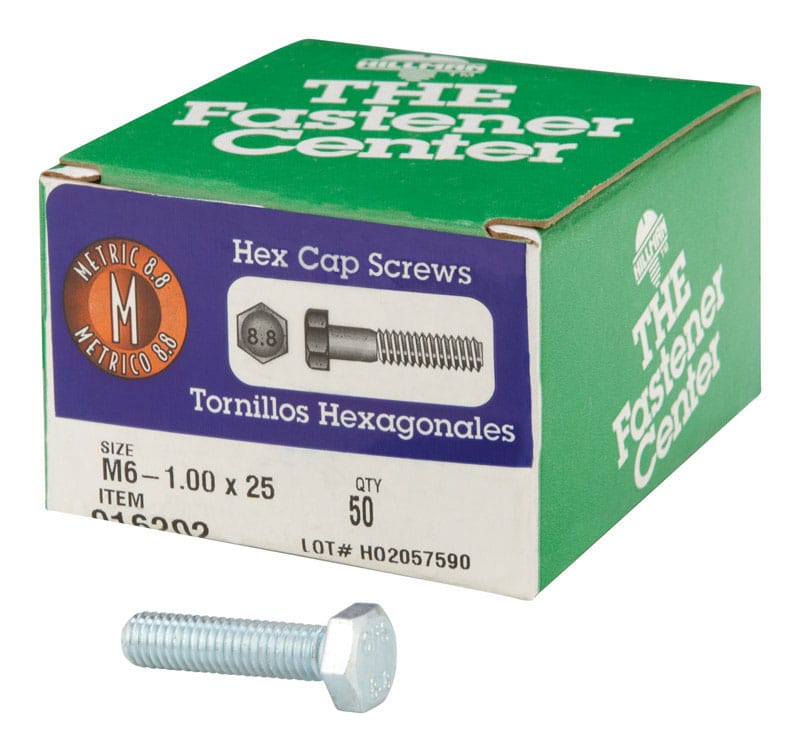 Hillman 916202 M6-1.00 mm D X 25 mm L Heat Treated Steel Hex Head Cap Screw 1 pk