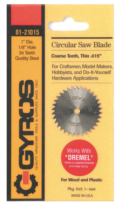 Gyros Tools 81-21015 1 in. D X 1/8 in. Coarse Steel Circular Saw Blade 34 teeth 1 pk