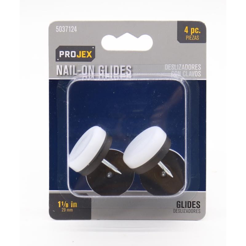 Projex P0135 White 1-1/8 in. Nail-On Nylon Chair Glide 4 pk