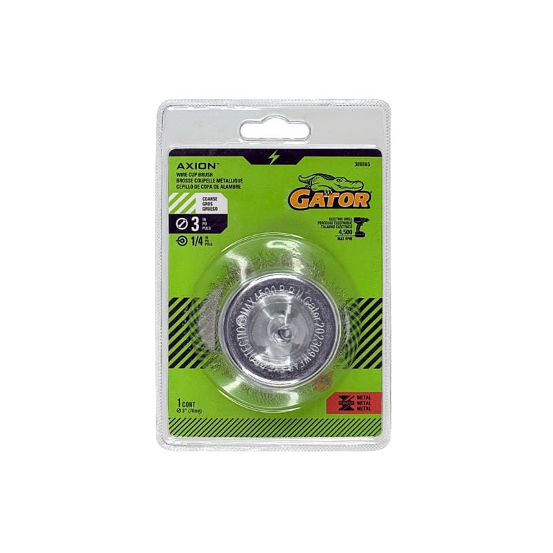 Gator 389865 3 in. Coarse Crimped Wire Cup Brush Brass Coated Steel 4500 rpm 1 pc