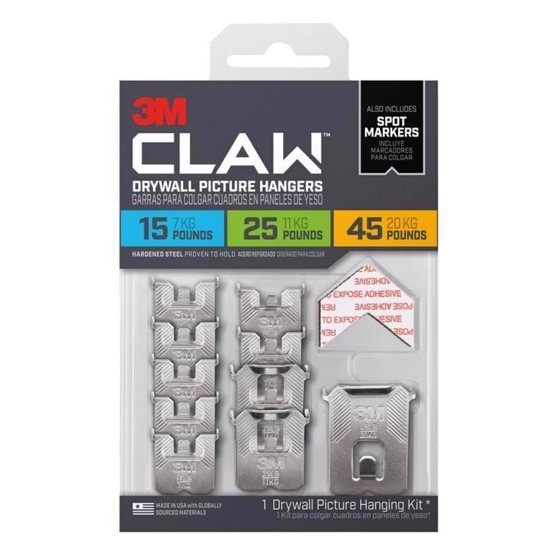 3M 3PHKITM-10ES Claw Drywall Picture Hanging Set 45 lb 10 pc