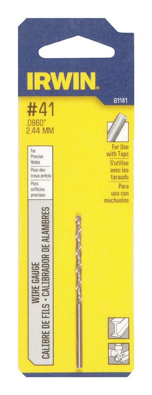Irwin 81141 #41 X 2-3/8 in. L High Speed Steel Jobber Length Wire Gauge Bit Straight Shank 1 pk