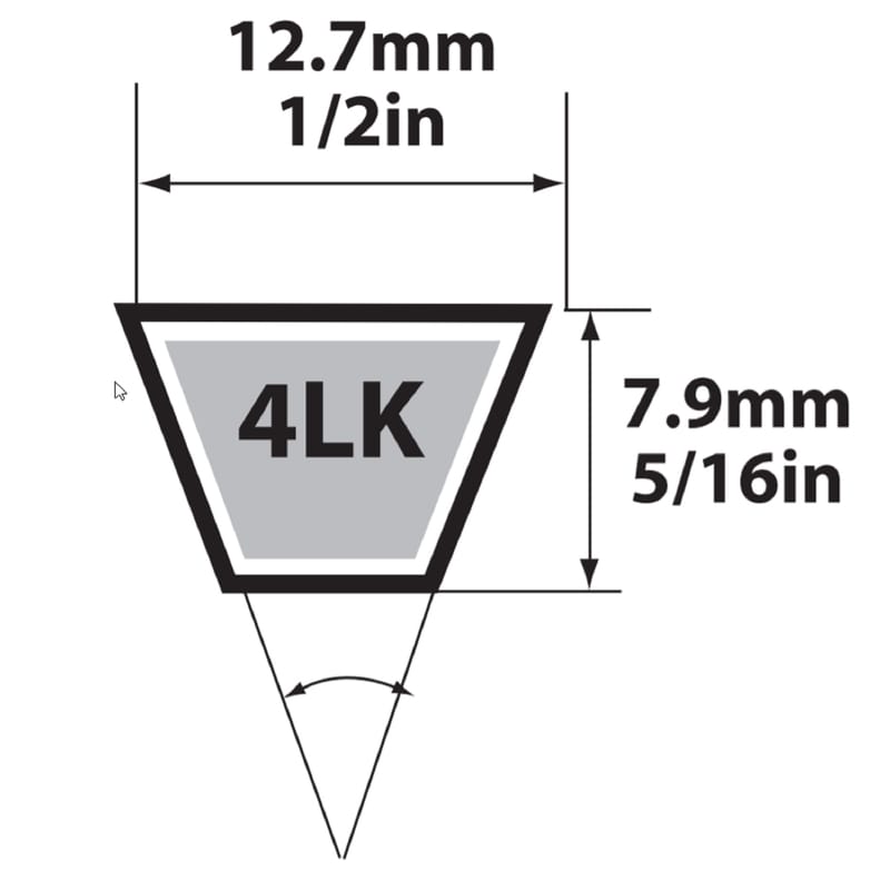 Mitsuboshi 4LK950A Super KB Standard V-Belt 0.5 in. W X 95 in. L For Riding Mowers