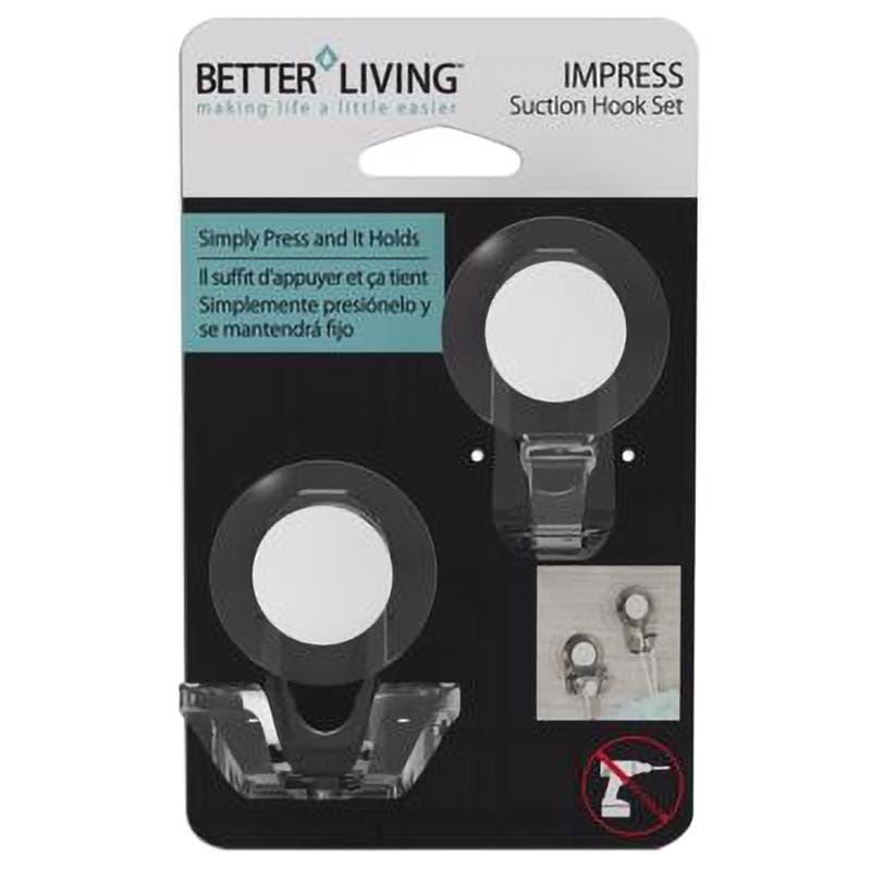 Better Living 13873 Impress 3 in. H X 1.75 in. W X 2.25 in. L Matte Clear Bath Hook