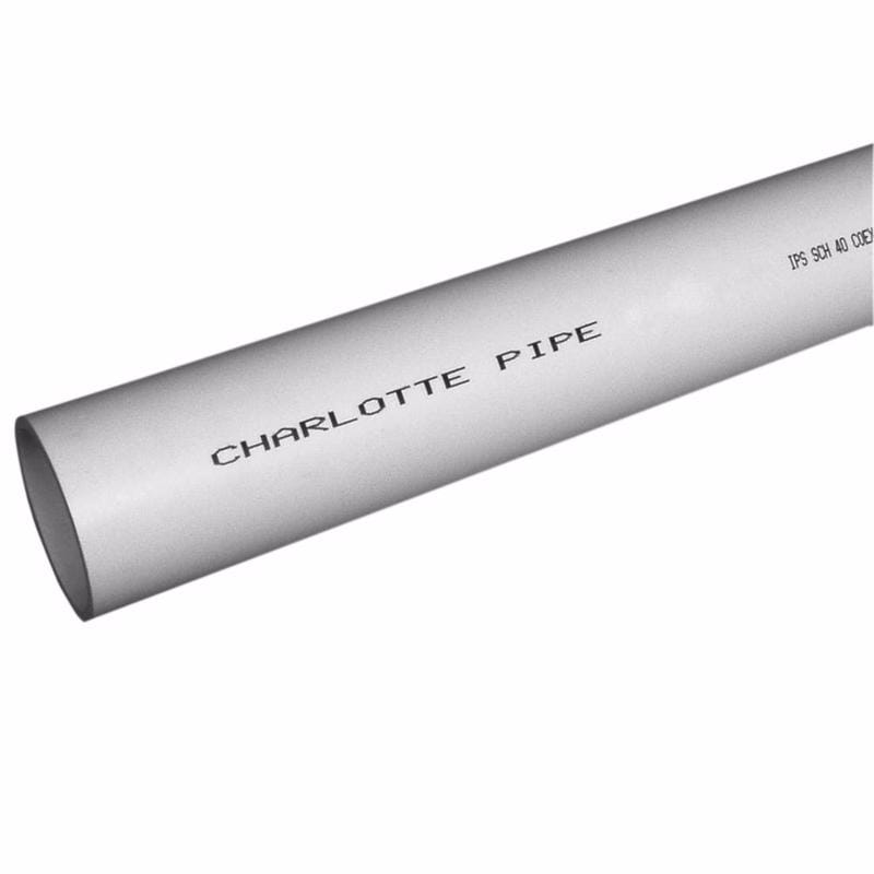 Charlotte Pipe PVC 04400 0800 Schedule 40 PVC Foam Core Pipe 4 in. D X 20 ft. L Plain End 0 psi