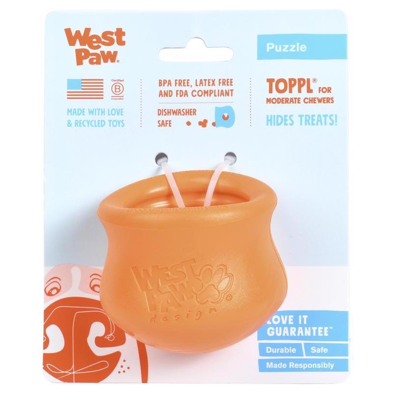 West Paw ZG083TNG Zogoflex For Dog Orange Plastic Toppl Pet Toy Small 1 pk