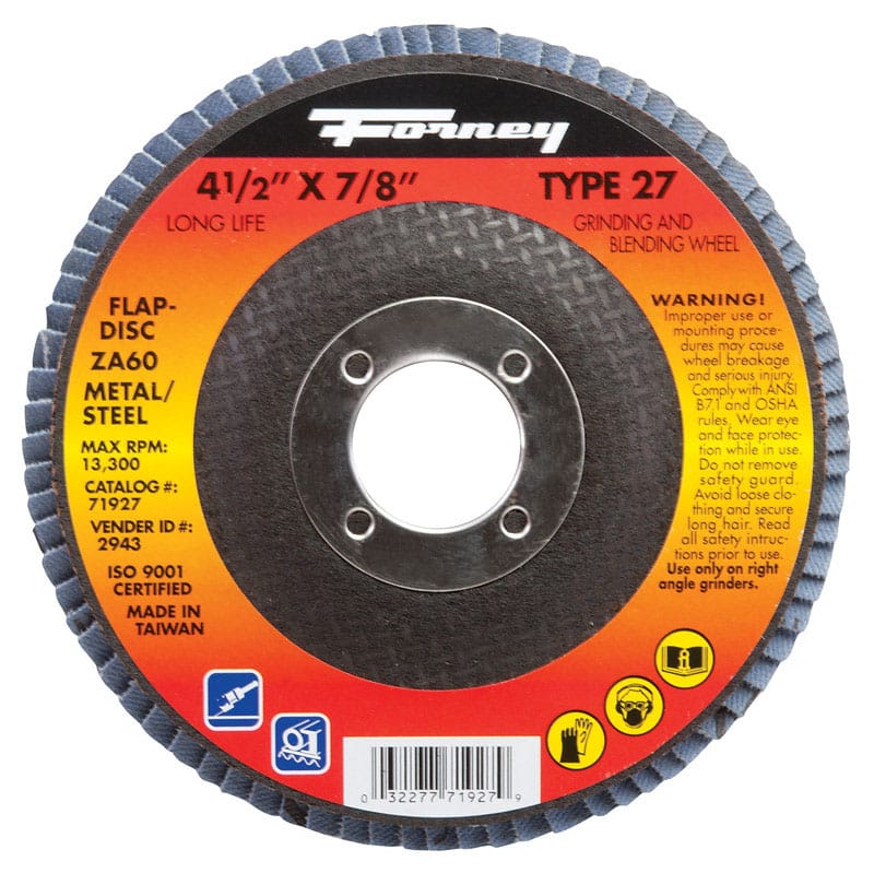 Forney 71927 4-1/2 in. D Zirconia Aluminum Oxide Flap Disc 60 Grit 1 pc