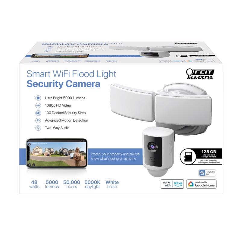 Feit SEC5000/CAMWIFI Smart Home Motion-Sensing Hardwired LED White Smart-Enabled Security Floodlight