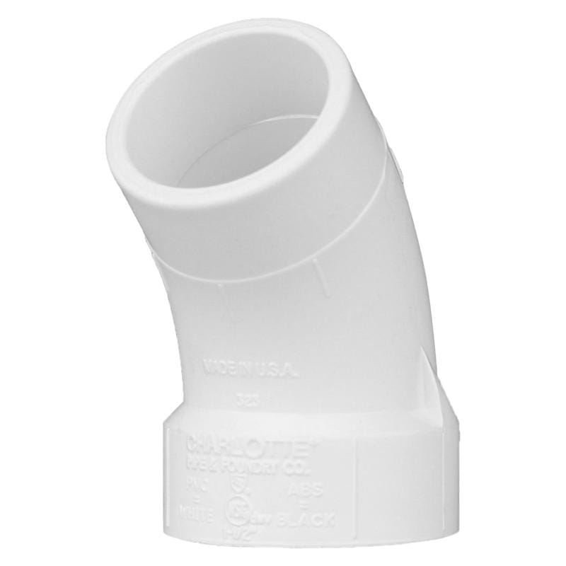 Charlotte PVC003230800 Pipe Schedule 40 1-1/2 in. Hub X 1-1/2 in. D Spigot PVC Street Elbow 1 pk