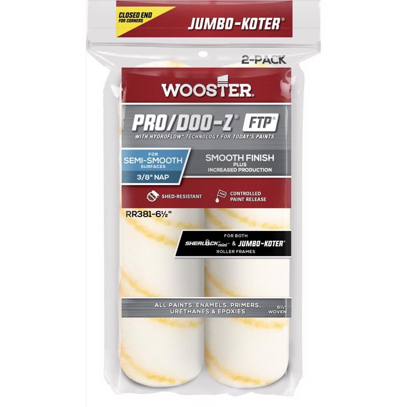 Wooster RR381-6 1/2 Pro/Doo-Z Woven 6-1/2 in. W X 3/8 in. Jumbo Paint Roller Cover 2 pk