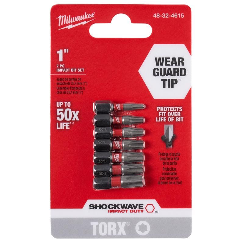 Milwaukee 48-32-4615 Shockwave 7 Piece Torx 1" Insert Bit Set