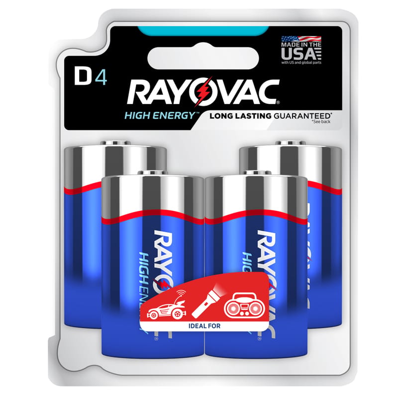 Rayovac 813-4TK High Energy D Alkaline Batteries 4 pk Carded