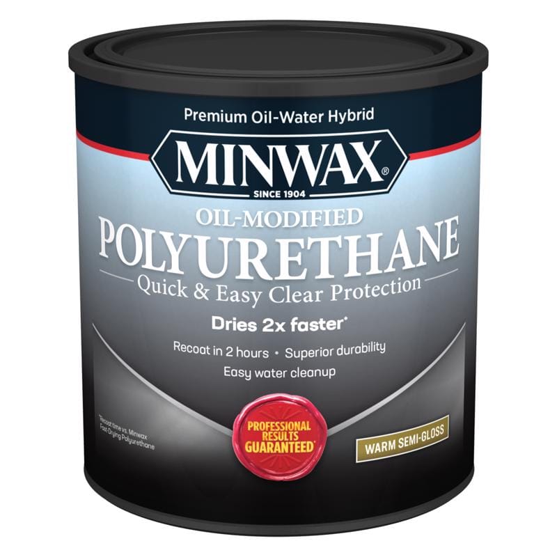 Minwax 630200444 Water Based Oil-Modified Semi-Gloss Clear Water-Based Oil-Modified Polyurethane 1 qt