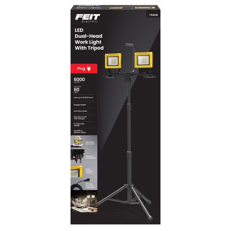 Feit WORK6000XLTPLUG Pro Series 6000 lm LED Dual Power Tripod Work Light
