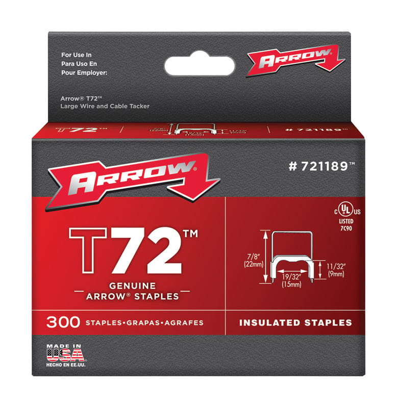 Arrow 721189 T72 19/32 in. W X 7/8 in. L 15 Ga. Wide Crown Insulated Staples 300 pk