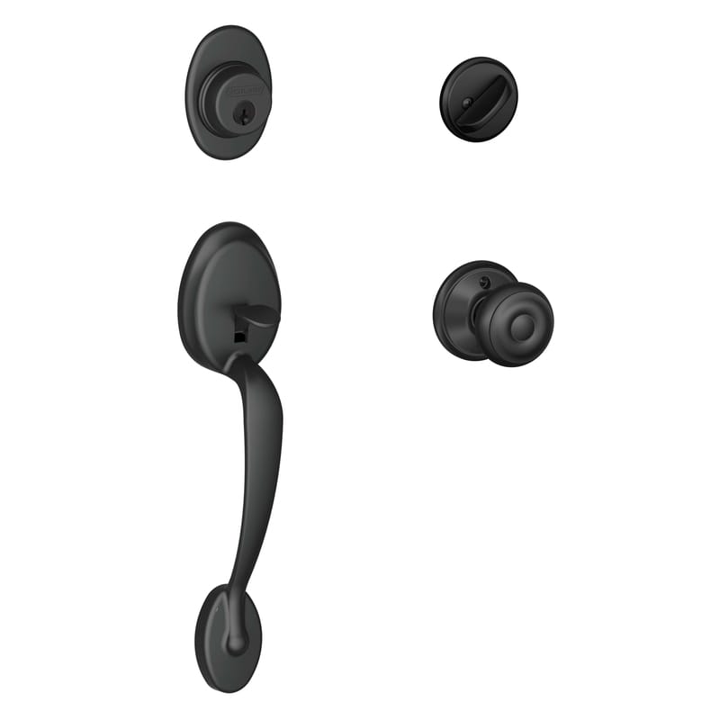 Schlage F60PLYXGEO622 Plymouth/Georgian Matte Black Handleset