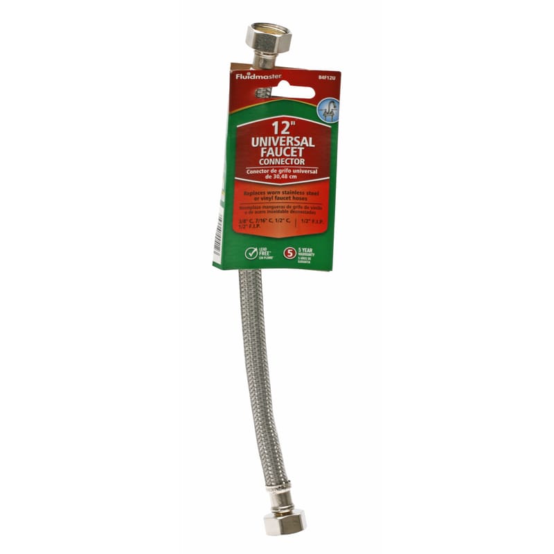 Fluidmaster B4F12U Univseral 1/2 in. FIP Compression 12 in. Braided Stainless Steel Supply Line