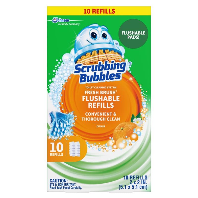 Scrubbing Bubbles 00090 Fresh Brush Citrus Scent Toilet Wand Refill Heads
