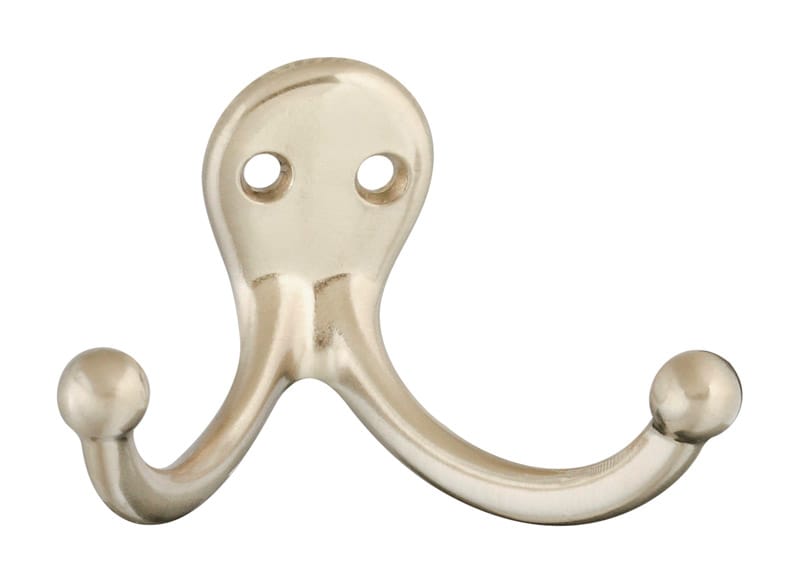 National Hardware N325-522 2.93 in. L Satin Nickel Silver Zinc Double Clothes Hook 35 lb. cap. 1 pk