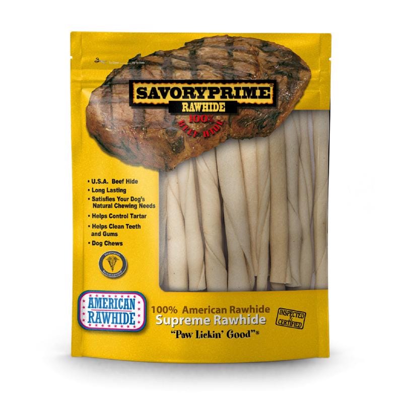 Savory Prime 906 American Supreme Medium Adult Rawhide Twists Beef Rawhide 5 in. L 30 pk
