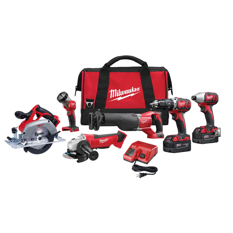 Milwaukee 2696-26 M18 Cordless Brushed 6 Tool Combo Kit