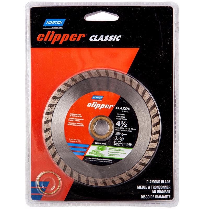 Norton 7660702790 Clipper 4-1/2 in. D X 5/8 and 7/8 in. Diamond Turbo Rim Blade 1 pc