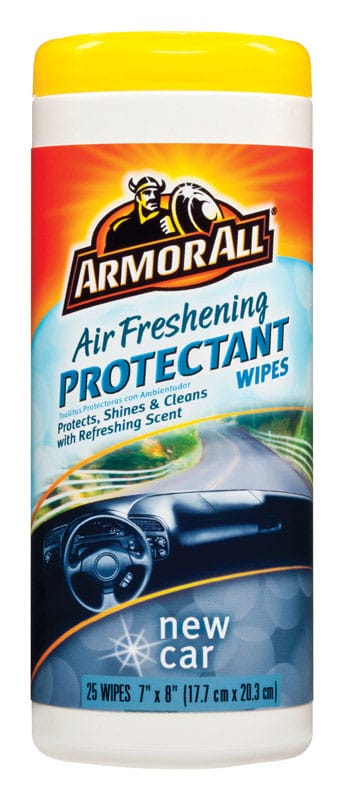 Armor ALL 78533 Plastic/Rubber/Vinyl Air Freshening Protectant Wipes New Car Scent 25 ct