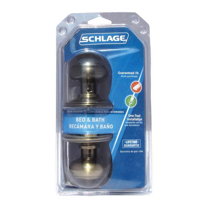 Schlage F40VGEO609 Georgian Antique Brass Privacy Lockset 1-3/4 in.