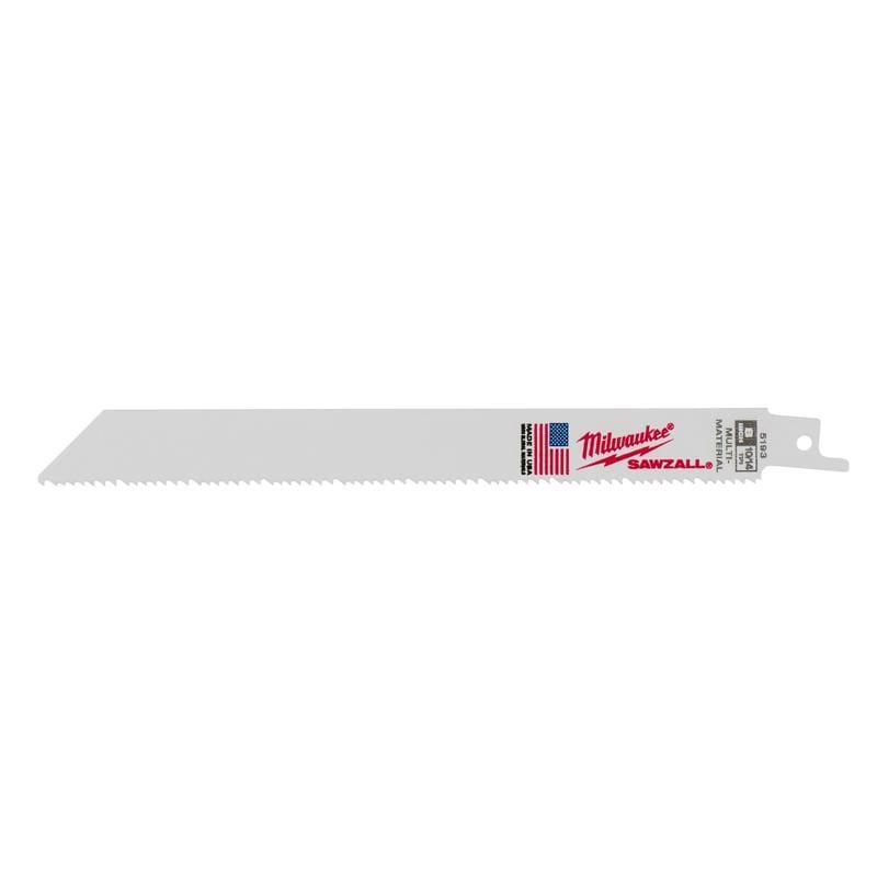 Milwaukee 48-00-5193 Sawzall 8 in. Bi-Metal Double Duty Upgrade Reciprocating Saw Blade 10/14 TPI 5 pk