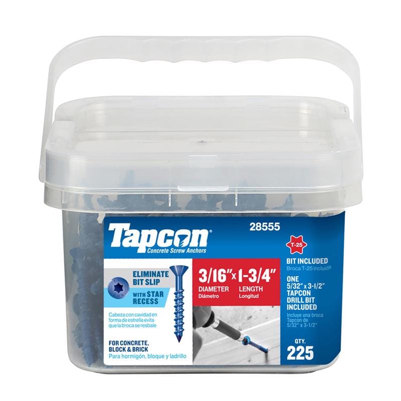 Tapcon 28555 3/16 in. in. X 1-3/4 in. L Star Flat Head High/Low Concrete Screws