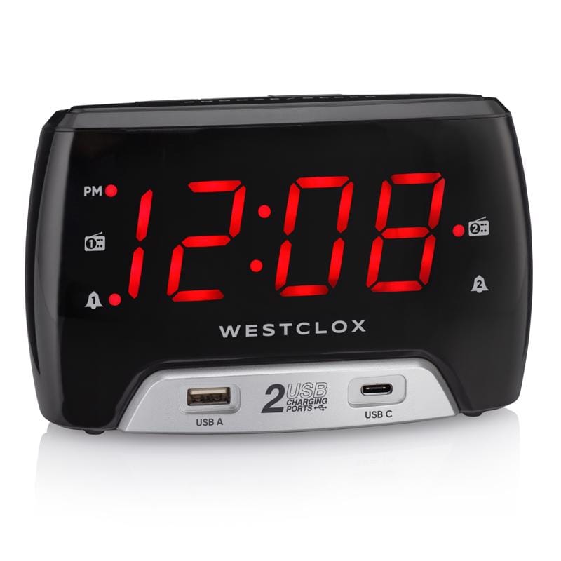 Westclox 80227WM 1.4 in. Black USB Clock Radio Digital Plug-In
