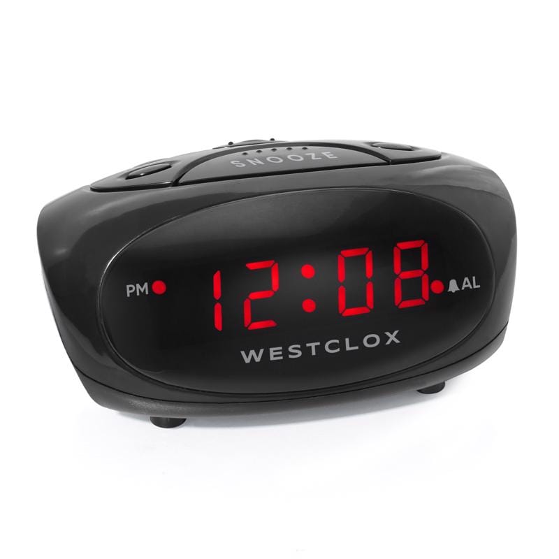 Westclox 70044A 0.6 in. Black Alarm Clock LED Plug-In