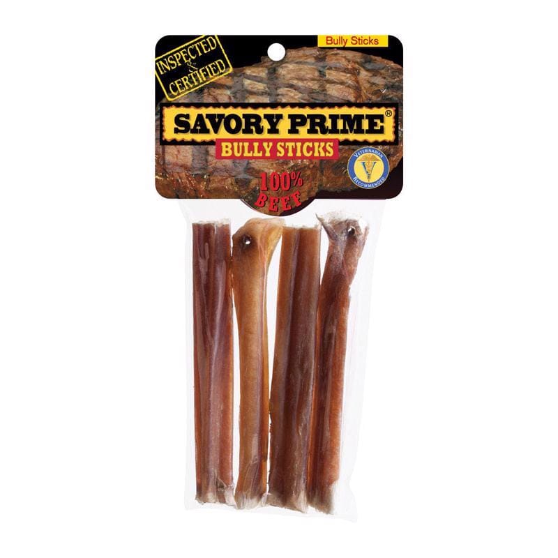 Savory Prime 300 Naturals Small Beef Grain Free Bully Stick For Dogs 5 in. 4 pk